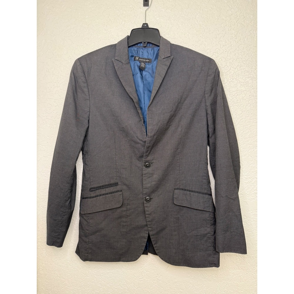 INC International Concepts Mens Gray Linen Cotton Micro Stripe Blazer Jacket M